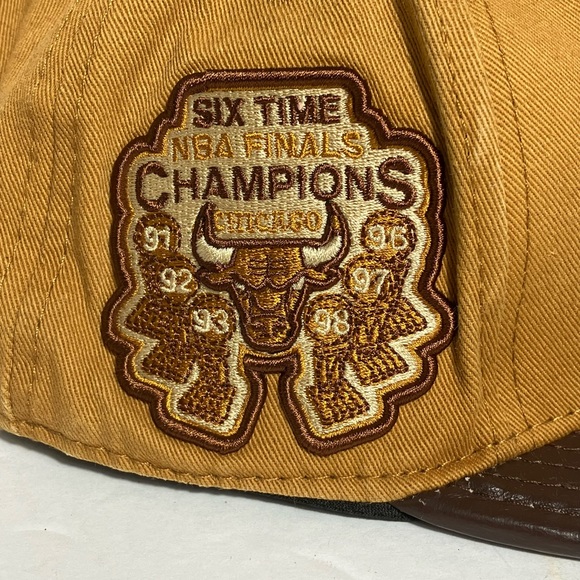 Chicago Bulls Six Time NBA Champions Wheat Brown Hat NWOT - Picture 3 of 11